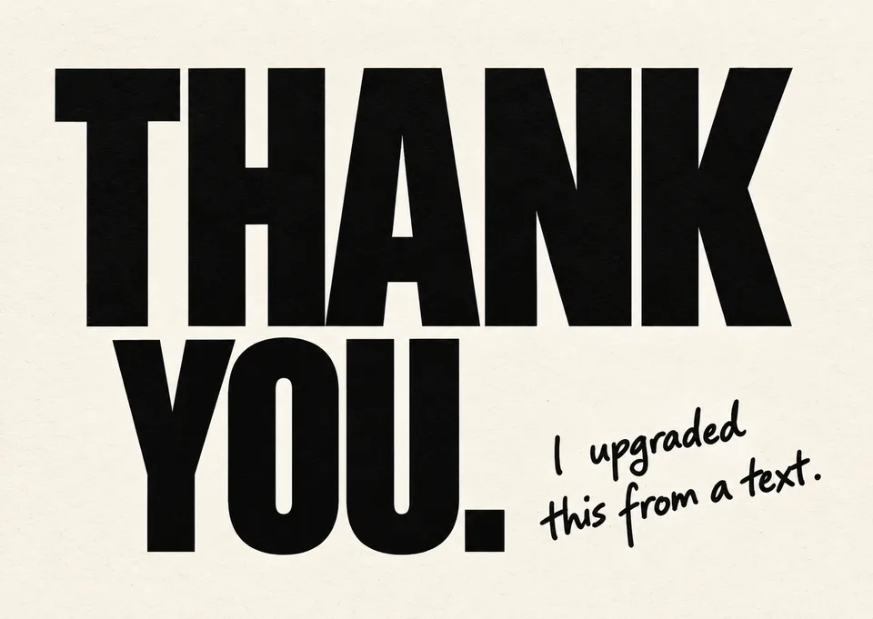 Ett roligt kort för att säga tack: Thank You, But Physical.