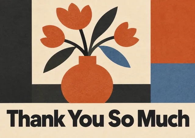 A warm thank-you card for anyone, perfect when you want to say it simply and directly. Clean, heartfelt, and easy to send.