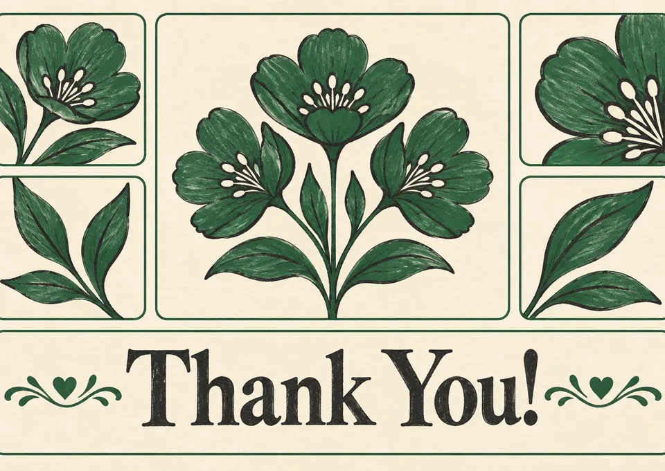 A classic thank-you card for a child to send with warm appreciation. Elegant, simple, and perfect for thanking someone who’s helped.