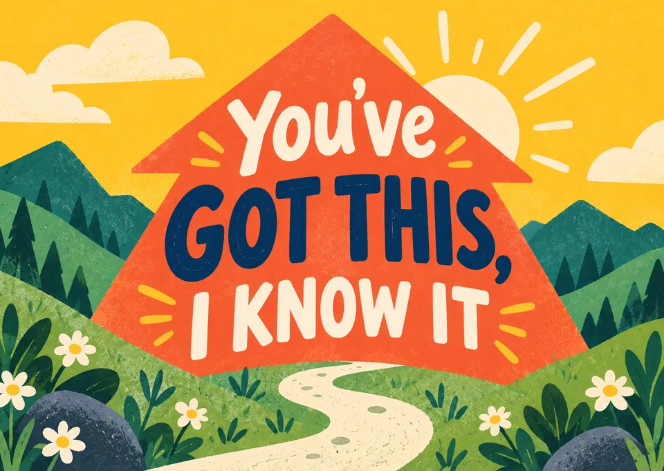 A bold, encouraging note to remind a friend of their own strength, right when they need it most.