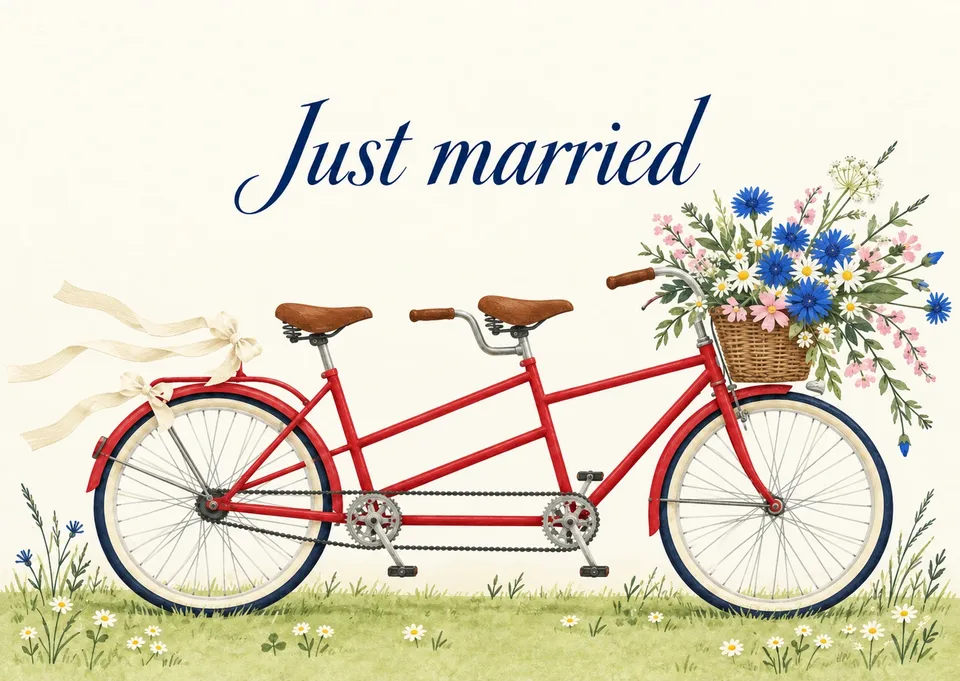Ett romantiskt kort för bröllopsdagen: The Best Ride Together.
