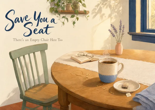 A gentle note for a close friend you miss in the everyday moments, with coffee and an empty chair waiting.