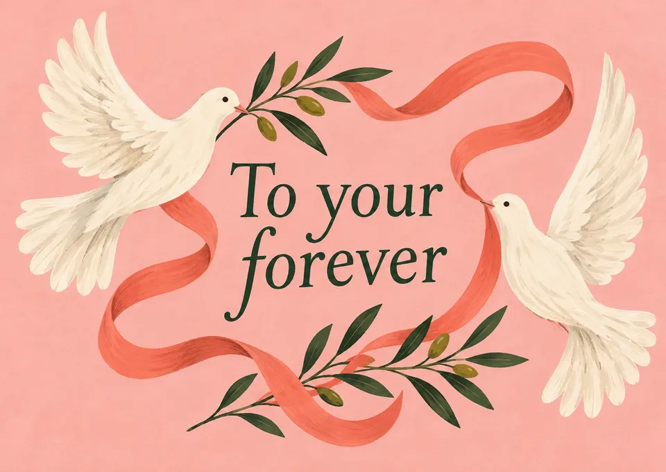A joyful note for two people beginning their next chapter together.