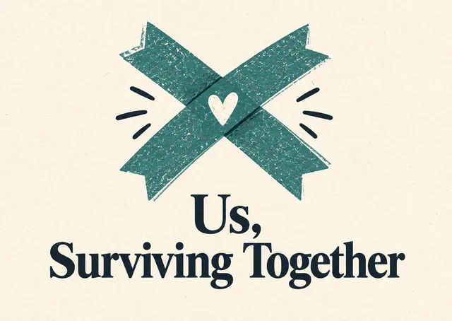 A wry, affectionate Christmas card for a partner, with a heart taped together to celebrate making it through the year as a team.