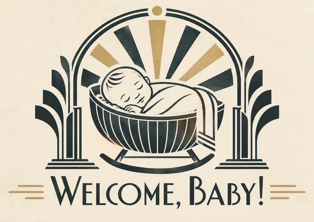 Una tarjeta clásica de baby shower para tu pareja, con una serenidad elegante y una cálida bienvenida. Envíala cuando quieras que se sienta atemporal y sincera.