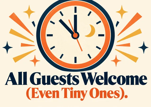 A bright birthday party invitation for the whole family, with a fun countdown clock welcoming every guest, even the tiny ones.