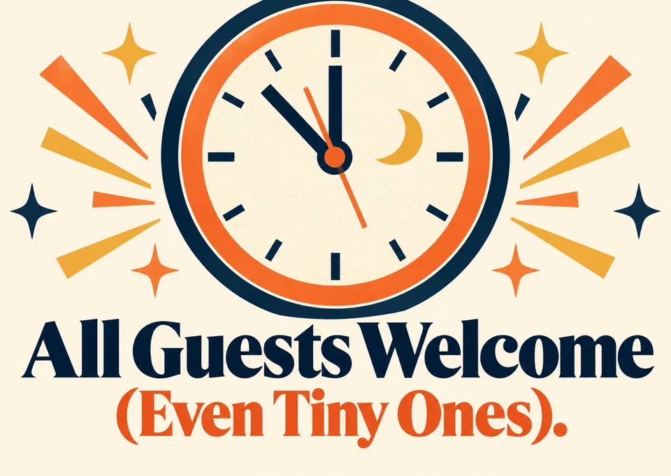 A bright birthday party invitation for the whole family, with a fun countdown clock welcoming every guest, even the tiny ones.