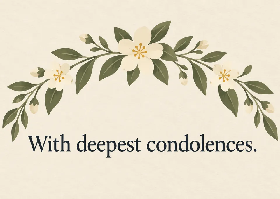 A classic sympathy card for your partner after a loss. Timeless and gentle, with a restrained, elegant message in few words.