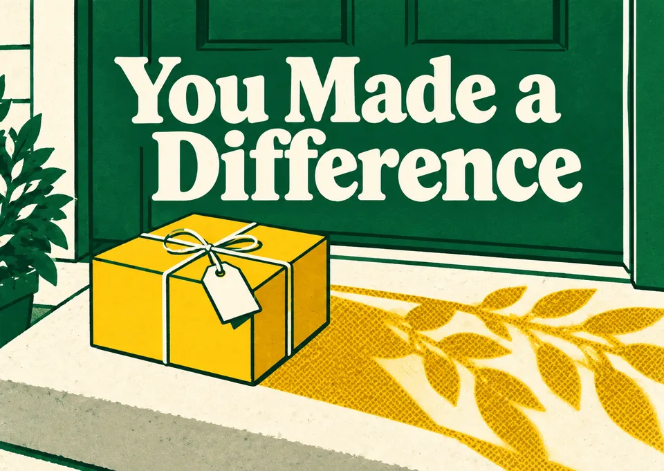 A warm thank-you card for a neighbor who made an ordinary day easier with a thoughtful, practical kindness. Understated and heartfelt.