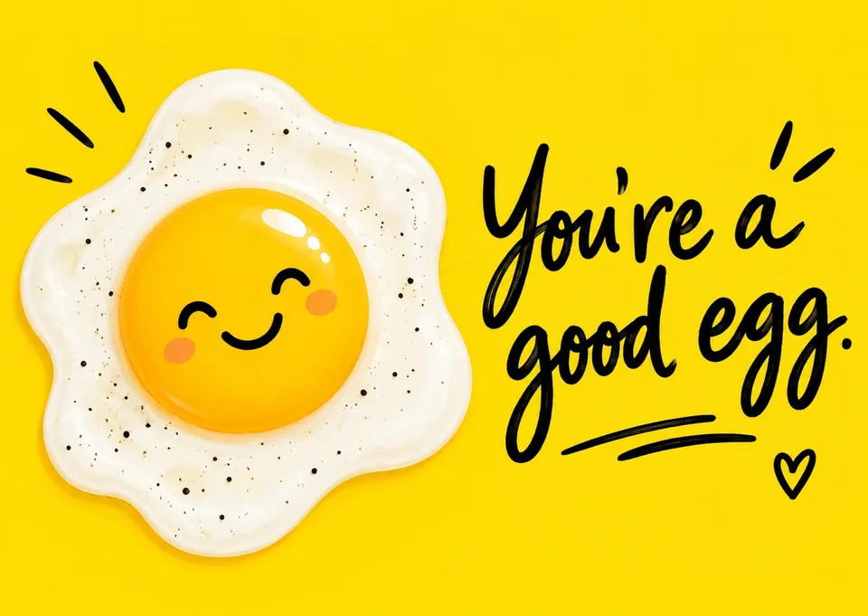 Ett lekfullt kort för en hälsning utan särskild anledning: You're a Good Egg.