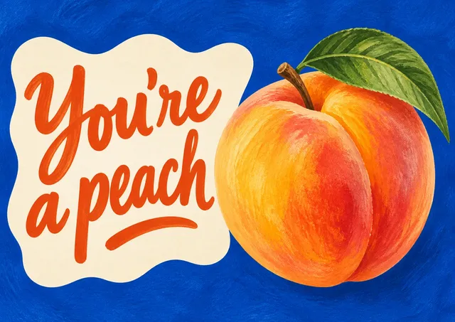 A warm card for a thank-you: You're a Peach.