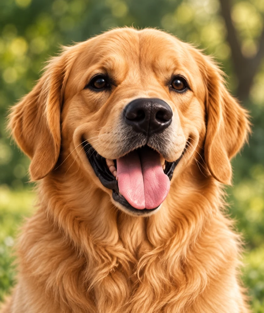 Starting photo of her golden retriever